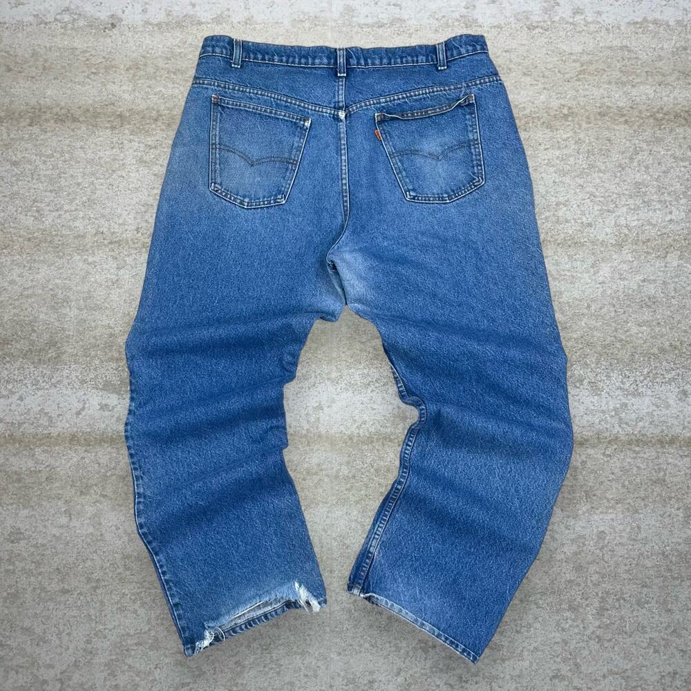 Vintage 80s Orange Tab Levis Jeans 40x30 Straight Fit Medium Wash